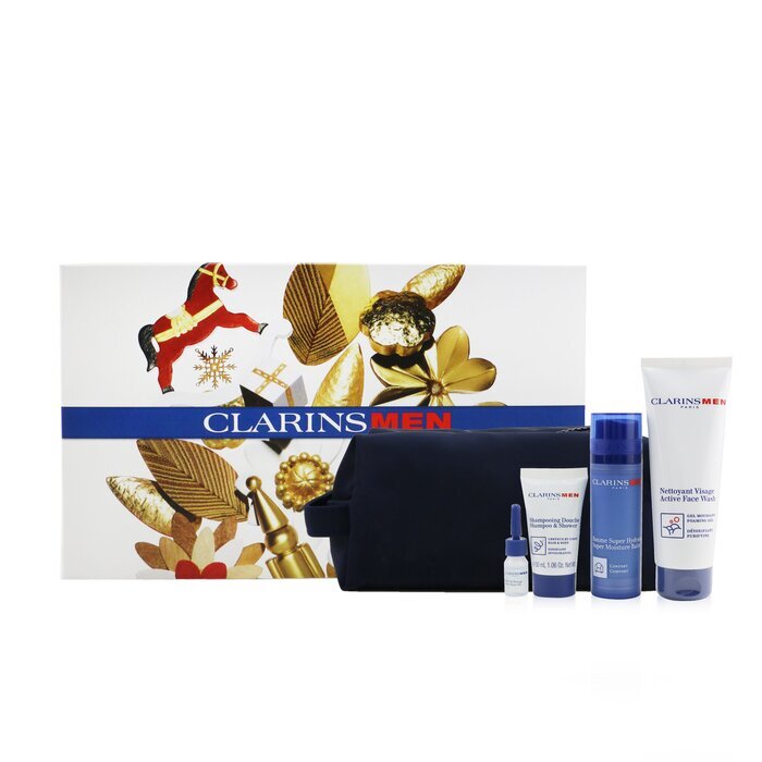 Men Day Cream 50 Ml Set Facial Balm 50 Ml & Active Face Wash 125 Ml & Shower Gel 30 Ml & Ease Oil 3 Ml & Bag